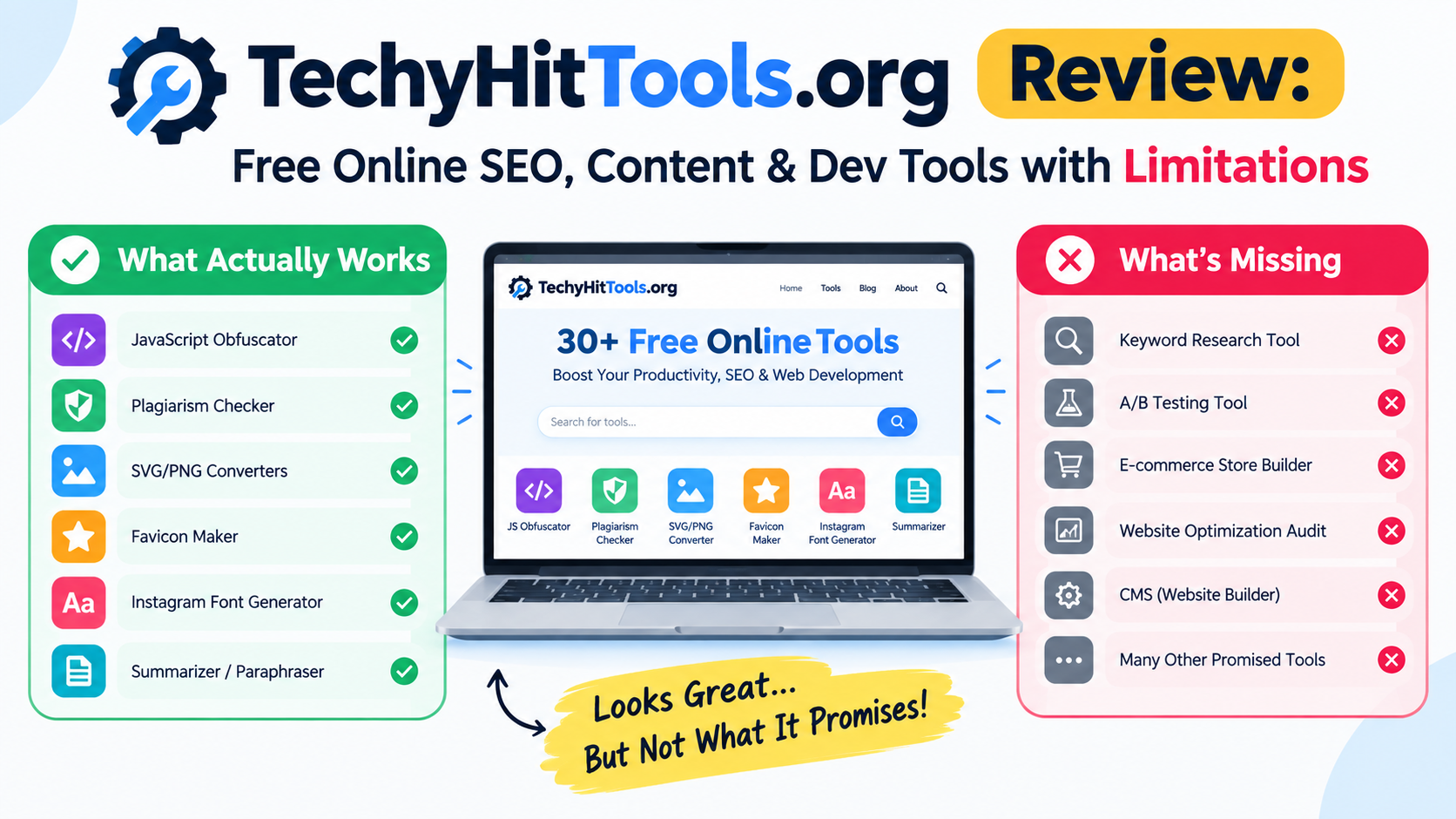 TechyHitTools.org Review: Free Online SEO, Content & Dev Tools with Limitations