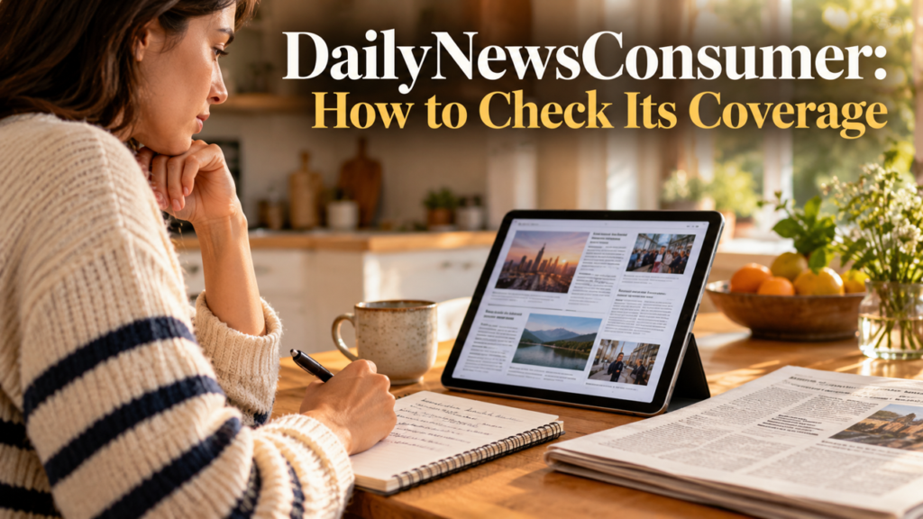 DailyNewsConsumer: How to Check Its Coverage DailyNewsConsumer: How to Check Its Coverage — editorial visual of reading and evaluating online information