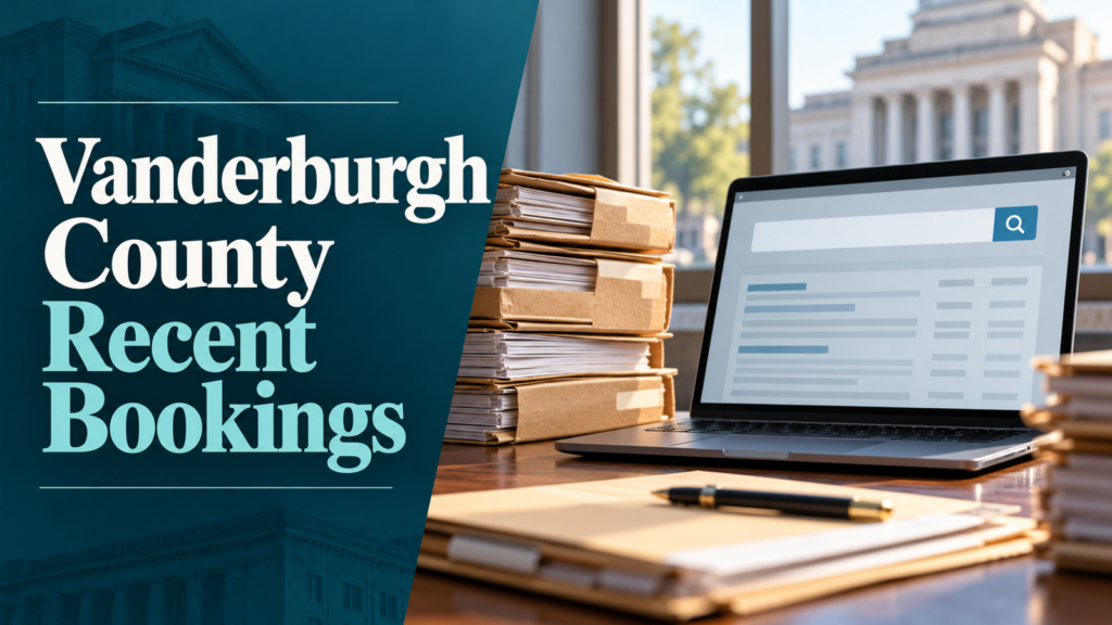 Vanderburgh County Recent Bookings: Search and Record Checks Vanderburgh County Recent Bookings: Search and Record Checks; conceptual editorial illustration